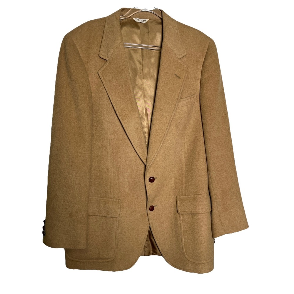 Vintage Barrister Camelhair Blazer Tan  2 Button Sport Coat Jacket Mens‎ 44R